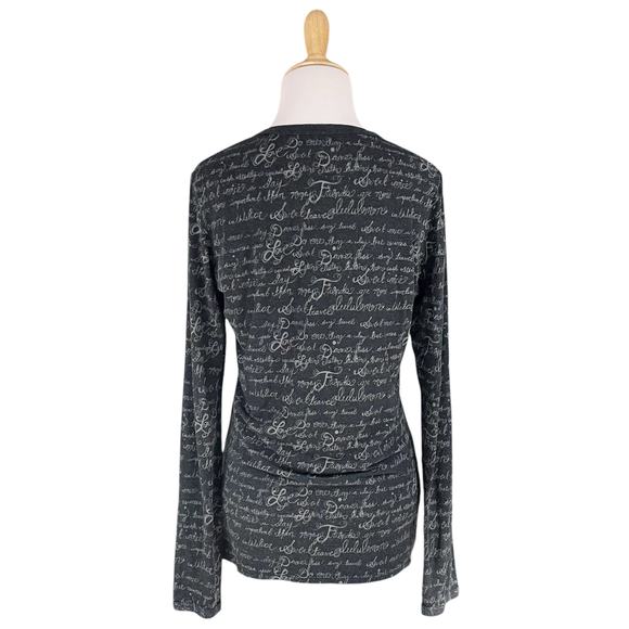 LULULEMON Vintage RARE Original Manifesto Script Long-Sleeve Top Gray Black S/M - Picture 2 of 5